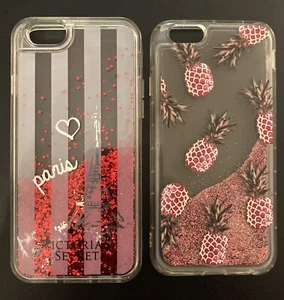 2 Iphone 6S Liquid Glitter Cases Victoria’s Secret Red / Pineapple Pink - Picture 1 of 8