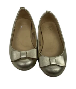 Janie Jack Gold Metallic Bow Ballet Flat Shoes Leather Holiday Toddler Girl 6 - Picture 1 of 10