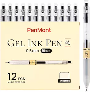 Retractable Gel Ink Rollerball Pens, Black Ink, 0.5Mm Fine Point, Comfortable Gr - Picture 1 of 7
