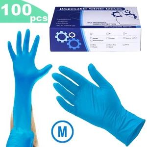 Guante de Nitrilo 100 un. Azul Sin Látex Sin Polvo Espesar 4 mil Estiramiento Duradero M - Imagen 1 de 16