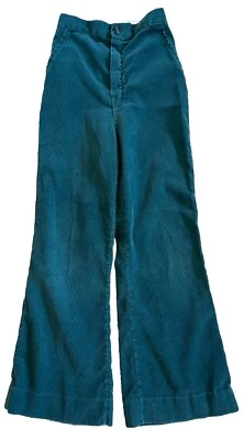 Vintage 70s Health Tex Corduroy Pants Girls 14 Flare High Waist Green - Image 1 of 4