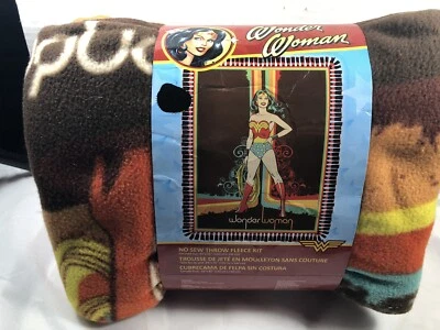 Wonder Woman No Sew Throw/Blanket Fleece Kit NEW! Size 43x55” DC Comic Originals - Image 1 of 3