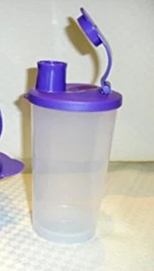Tupperware Bottiglia d'acqua da viaggio sport trasparente 12 once e flip top viola nuovo - Foto 1 di 1