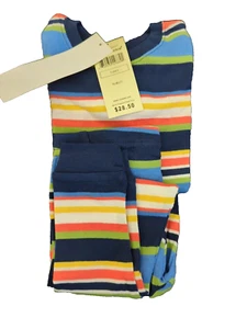 Leveret Kids Boys Navy Orange Striped Pajamas 2 Piece Set, Sz 3T - Picture 1 of 5