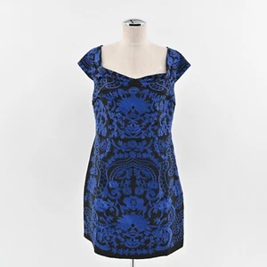Anthropologie Dress Size 10 Betina Embroidered Black Cobalt Blue Mini Foxiedox - Picture 1 of 12