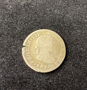1819 JJ Mexico Spanish Colony 1/2 Real 0.9030 Silver ASW 0.0491 Oz Free Shipping - Picture 1 of 2