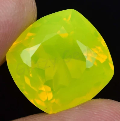 Cojín natural de ópalo amarillo neón de 17,20 quilates certificado sin tratar piedra preciosa suelta rara Foto 1 de 4
