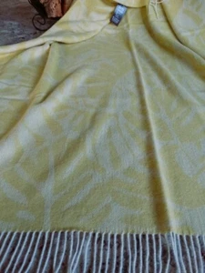Wolldecke Plaid 140x200cm Wohndecke 100%Wolle Schurwolle Gelb / Weiß - Bild 1 von 5