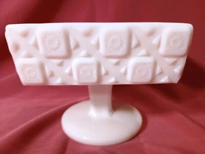Vintage Westmoreland Old Quilt Pattern Milk Glass Pedestal Candy Dish No Lid - Picture 1 of 7