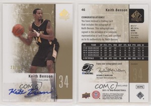 2011-12 SP Authentic Gold Auto /25 Keith Benson #46 Auto