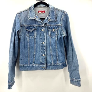 Zena Jeans Medium Wash Short Jean Jacket Long Sleeve Button Front Vintage Small - Picture 1 of 5