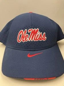 Nike Ole Miss Rebels Team Issue On Field Sideline Adjustable Hat Cap Blue NCAA - Picture 1 of 4