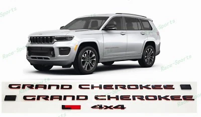 4 peças 2021+ Jeep Grand Cherokee L/WL porta lateral traseira 4x4 L emblema brilho preto vermelho - Imagem 1 de 4