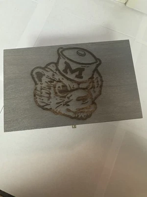 Michigan Wolverines Laser Engraved Wooden Decorative Keepsake Box U Of M - Image 1 of 4