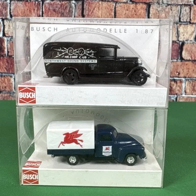 lot of 2 Busch Automodelle 1:87 Ford AA Melody Car,  Chevrolet Pickup Mobil Fuel - Image 1 of 4