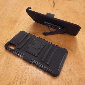 iPhone XS Max Case Belt Clip Holster Kickstand Removable Shock Resistant Black - Photo 1 sur 15