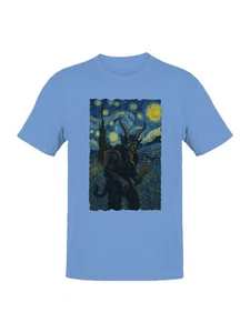 Starry Night Krampus Art Print Men's T-shirt - Picture 1 of 12
