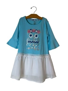 One Step Up Top Girls Size L (6X) Owl Mint 3/4 Sleeves Lace Girly - Picture 1 of 5