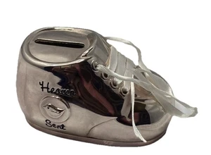 Banco de monedas de metal con botín de bebé Heaven Sent regalo de recuerdo de guardería de colección - Imagen 1 de 9