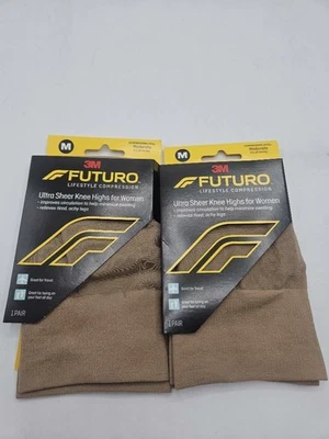 2 Pack - FUTURO Energizing Ultra Sheer Knee Highs Mild Medium Nude 1 Pair - Image 1 of 2