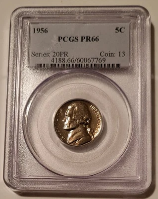 PCGS 1956 Jefferson níquel sin circular prueba PR66 (B) Foto 1 de 2