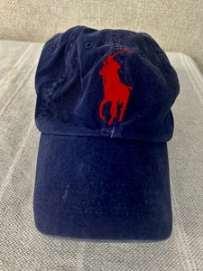 Vintage Polo Ralph Lauren Big Pony #3 Strap Back Hat Navy Blue & Red - Bild 1 von 7