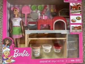 Barbie Pizza Chef Playset w/Blonde Barbie Doll & Pizza Kitchen Accessories NEW - Picture 1 of 10
