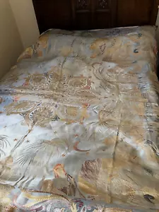 vintage heavy sateen cotton tapestry bedouin theme double bedspread big fringe - Picture 1 of 23