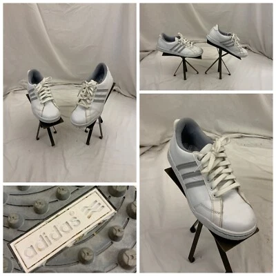 Adidas Golf Shoes 7.5 White Stripe Soft Spikes Men Leather YGI P2-8 - Image 1 of 4