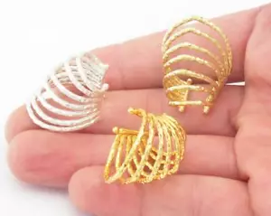 1 Paar Reifen Ohr Manschette Clip On Wrap Ohrring gehämmert roh glänzend Silber, Gold 4815 - Bild 1 von 5