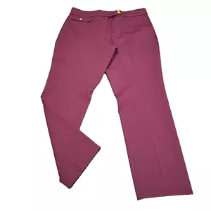 Tailored by Susan Graver Ponte Knit Trendy Pants Large Sz Raisin Wine w Pockets - Picture 1 of 12