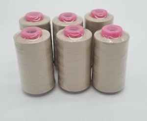 Lot of 6 Big Spools Taupe Color #669 Serger Sewing Thread 6000 YDS/Cone T27 S/2 - Picture 1 of 6