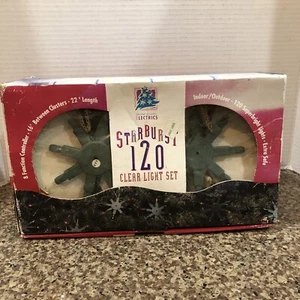 Vintage Starburst Christmas Light Set Clear 15 Clusters Pinwheels See Video 1995 - Picture 1 of 13