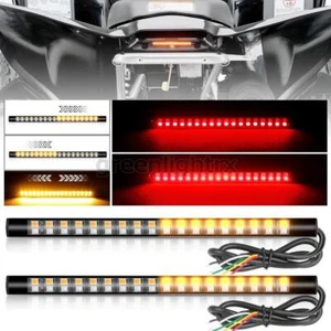 2X Motorcycle LED Strip Brake Tail Light Flow Turn Signals Running Stop Flexible - Picture 1 of 10