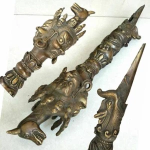 Testa di Cavallo Vajra Dharma Rame Vintage Celebrazione Preghiera Energia Oggetto Sacro  - Foto 1 di 8