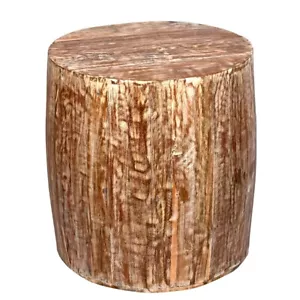 Reclaimed round drum barrel 18 inch Side table | Accent Table | End Table - Picture 1 of 4