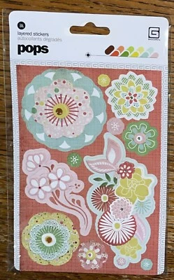 Basic Grey ~ Nook & Pantry Pops~ Layered Flowers Card Embell Scrapbook Stickers - Image 1 of 4