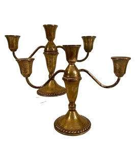 COPPIA CANDELABRI CREAZIONE DUCHINO argento sterling 925 2 bracci 3 portacandele conici - Foto 1 di 18
