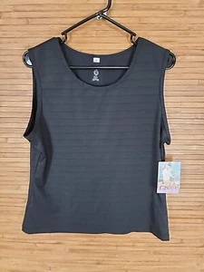NEW Isis Black Athletic Stretch Striped First Class Tank Top Womens Size XL NWT - Picture 1 of 6
