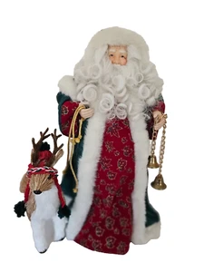 WEIHNACHTSMANN TISCHDEKORATION MIT NORDISCHEN RENTIEREN 18" HOCH - Bild 1 von 4