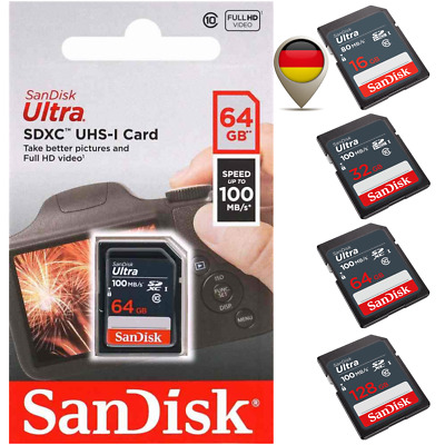 Sandisk Ultra SD Speicherkarte 16GB 32GB 64GB 128GB SD Karte Memory Card Full HD • 18.90€