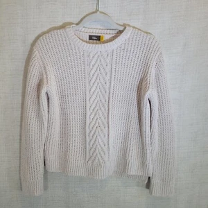 Rumi Ryder Cable Knit Sweater Girls Large White Pullover Crewneck Casual Beige - Picture 1 of 7