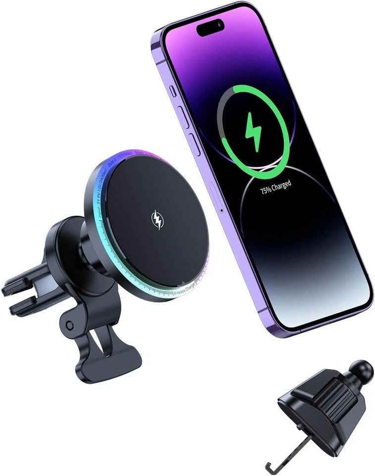 Caricabatteria da Auto Wireless Magnetico Supporto da Auto Magnetico A Ricarica - Immagine 1 di 4