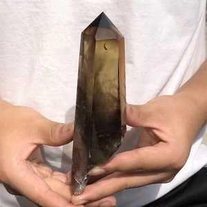 350g Natural Smokey Citrine Quartz Obelisk Quartz Crystal Point Wand XA5039 - Picture 1 of 11