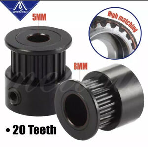Mellow GT2 20 Teeth 5mm Bore Black Aluminum Timing Pulley(Ships same day PA,USA)