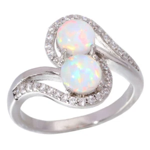 GORGEOUS WHITE FIRE OPAL/WHITE TOPAZ RING UK Size "Y" US 13 - Picture 1 of 6