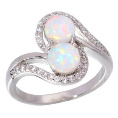 GORGEOUS WHITE  FIRE OPAL/WHITE TOPAZ  RING UK Size "Y" US 13 - Image 1 of 4