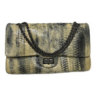 $8800 NIB Chanel Ivory/Black Python  Reissue 2.55 Large Double Flap Handbag