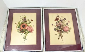 Vintage J L PREVOST Botanische Blume gerahmte Drucke Floral 15x12 Menge 2 Paar - Bild 1 von 11