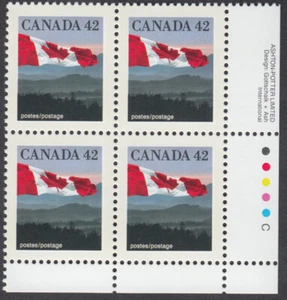 Canada - #1356 42c Flag Over Hills Plate Block - MNH - Picture 1 of 1